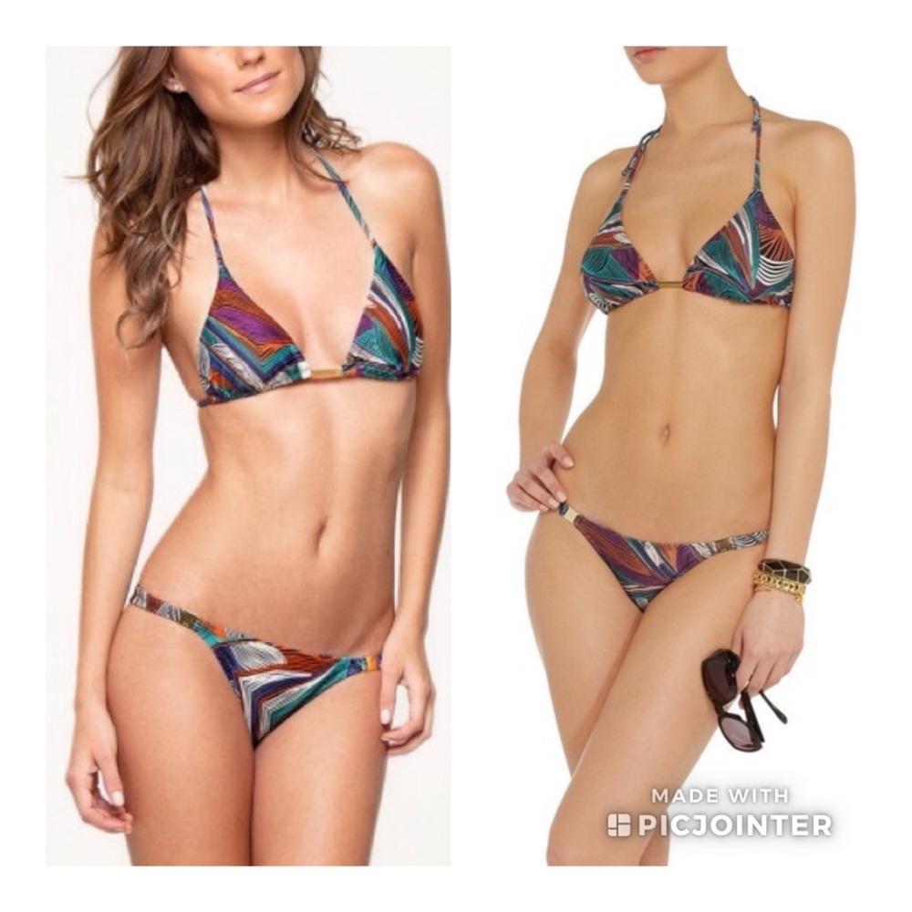ViX Belize Tribal Leaf Black Print Bikini L Set